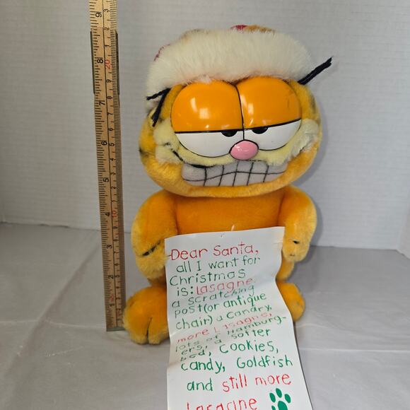 Vintage Dakin Garfield Plush Letter to Santa Hat Stuffed Animal Cat 1981 9" - Picture 14 of 15